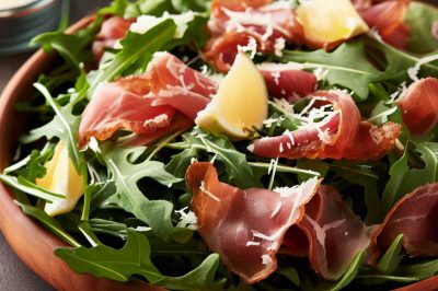 Arugula and Prosciutto Salad with Parmesan and Lemon Dressing