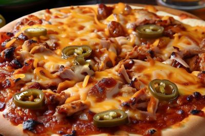BBQ Chicken and Jalapeño Pizza with Cheddar Crust