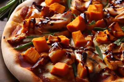 BBQ Chicken and Sweet Potato Pizza with Rosemary Crust