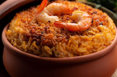 Brazilian Baked Rice with Shrimp