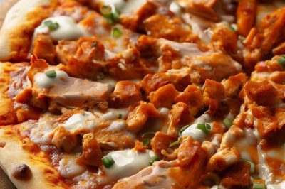 Buffalo Chicken Pizza with Blue Cheese Dressing