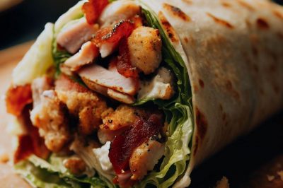 Chicken Caesar Wrap with Crispy Bacon