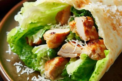 Chicken Caesar Wrap with Romaine and Parmesan