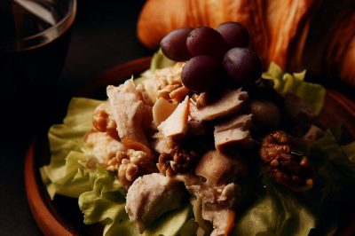 Chicken Salad with Grapes and Walnuts on a Croissant