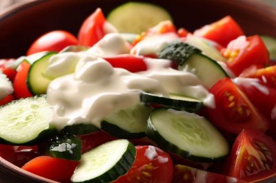 Cucumber and Tomato Salad with Greek Yogurt Dressing