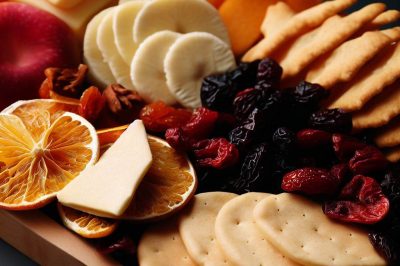 Dehydrated Fruit and Cheese Board with Crackers