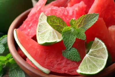 Dehydrated Watermelon with Lime and Mint