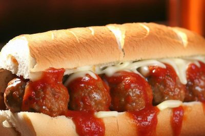 Delicious Meatball Sub with Provolone and Marinara