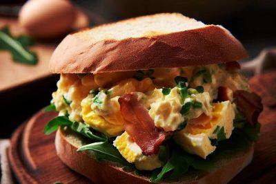 Egg Salad with Bacon and Arugula Sandwich