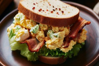 Egg Salad with Bacon and Lettuce Sandwich