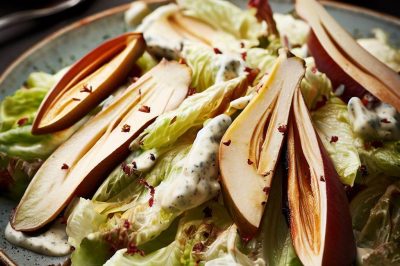Endive and Roasted Pear Salad with Blue Cheese Dressing