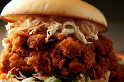Fried Chicken and Coleslaw Sandwich