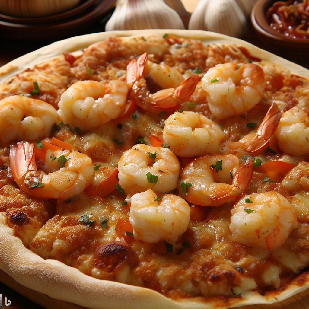 Garlic Shrimp and Tomato Pizza