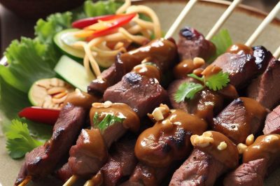 Grilled Beef Skewers with Peanut Sauce
