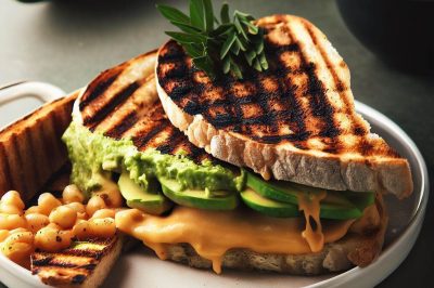 Grilled Cheese with Avocado and Hummus Sandwich