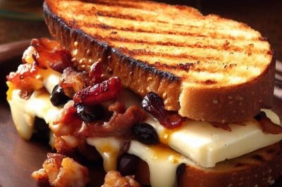 Grilled Cheese with Bacon and Brie on Raisin Bread