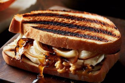 Grilled Cheese with Caramelized Onion and Goat Cheese on Sourdough