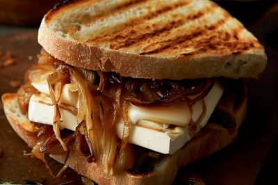 Grilled Cheese with Caramelized Onions and Brie on Sourdough