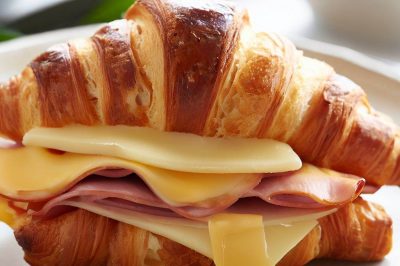 Grilled Cheese with Ham and Swiss on a Croissant