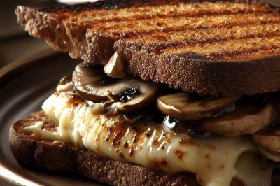 Grilled Cheese with Mushroom and Fontina on Rye Bread