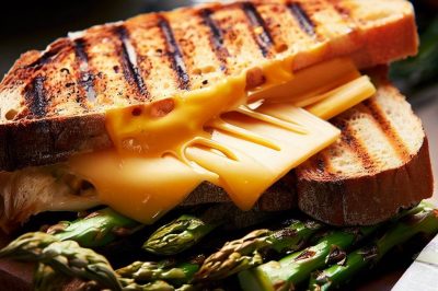Grilled Cheese with Roasted Asparagus and Cheddar on Sourdough
