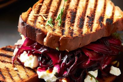 Grilled Cheese with Roasted Beet and Goat Cheese on Rye Bread