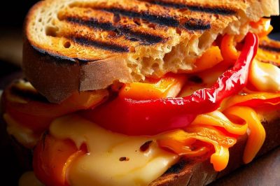 Grilled Cheese with Roasted Bell Pepper and Gouda on Sourdough