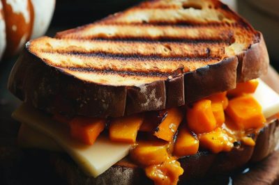 Grilled Cheese with Roasted Butternut Squash and Cheddar on Sourdough