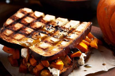 Grilled Cheese with Roasted Butternut Squash and Goat Cheese on Sourdough