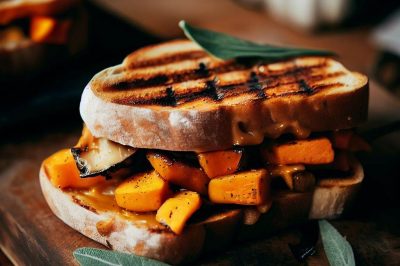 Grilled Cheese with Roasted Butternut Squash and Sage on Sourdough