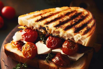 Grilled Cheese with Roasted Cherry Tomatoes and Feta on Sourdough