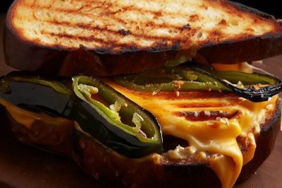 Grilled Cheese with Roasted Poblano and Pepper Jack on Sourdough