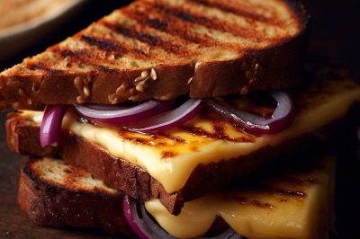 Grilled Cheese with Roasted Red Onion and Smoked Gouda on Rye Bread