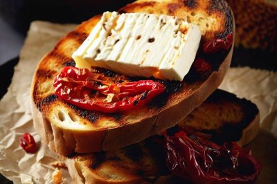 Grilled Cheese with Roasted Red Pepper and Goat Cheese on Raisin Bread