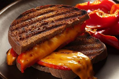Grilled Cheese with Roasted Red Pepper and Smoked Gouda on Rye Bread