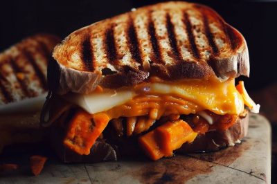 Grilled Cheese with Roasted Sweet Potato and Cheddar on Sourdough
