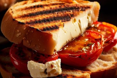 Grilled Cheese with Roasted Tomato and Feta on Sourdough