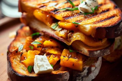 Grilled Cheese with Sautéed Butternut Squash and Goat Cheese on Sourdough