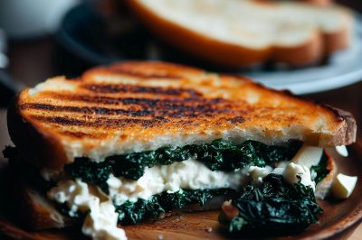 Grilled Cheese with Sautéed Kale and Ricotta on Sourdough