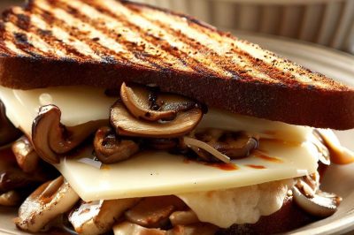 Grilled Cheese with Sautéed Mushrooms and Swiss on Rye Bread