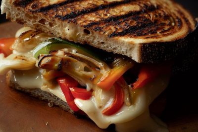 Grilled Cheese with Sautéed Peppers and Onions and Provolone on Sourdough