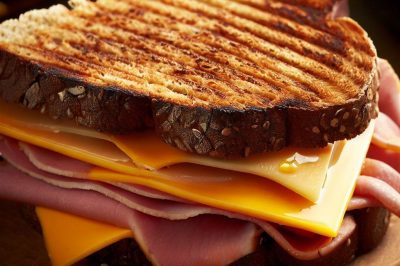 Grilled Cheese with Smoked Ham and Cheddar on Rye Bread