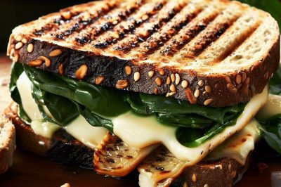 Grilled Cheese with Spinach and Fontina on Multigrain Bread