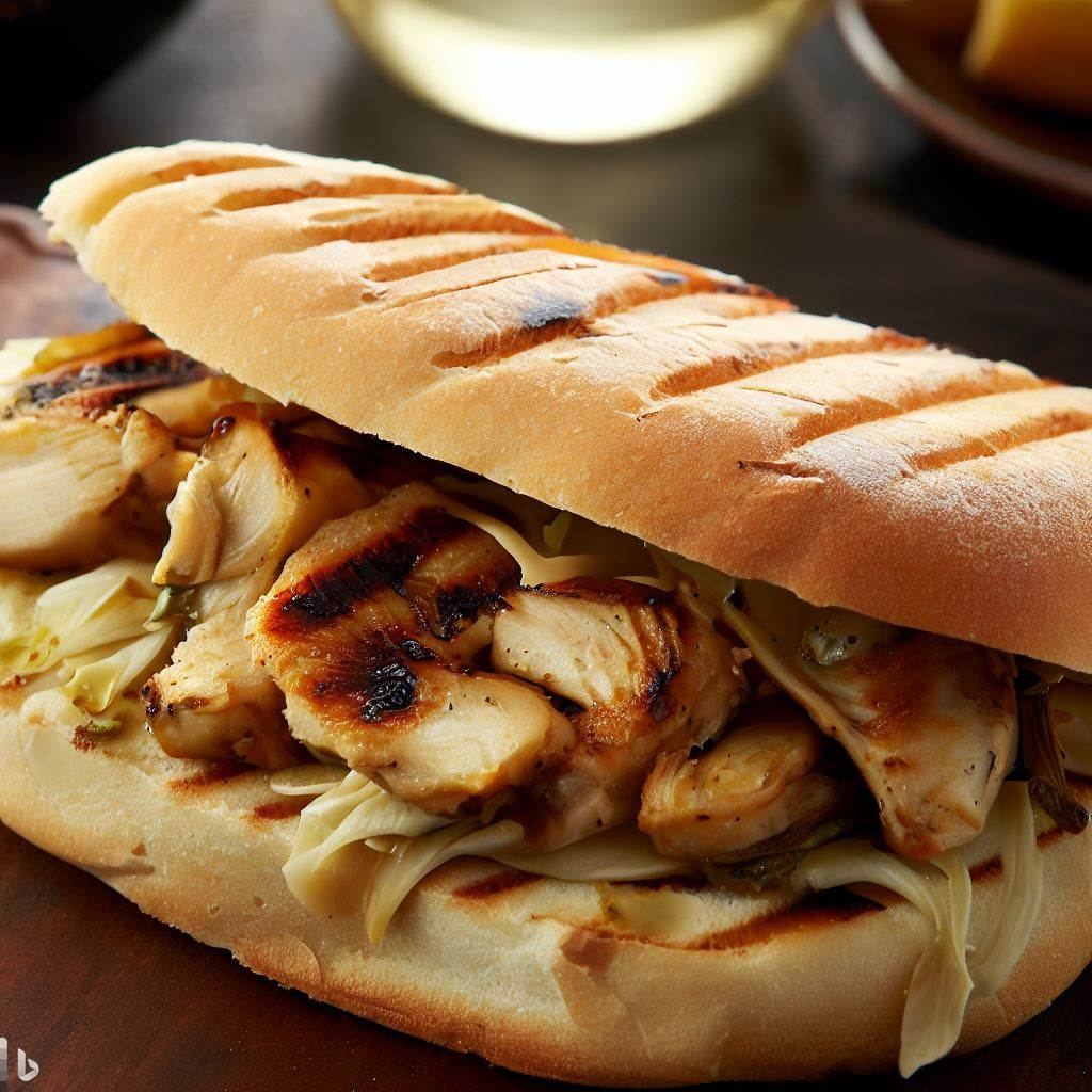 Grilled Chicken, Artichoke Hearts and Provolone Ciabatta Sandwich