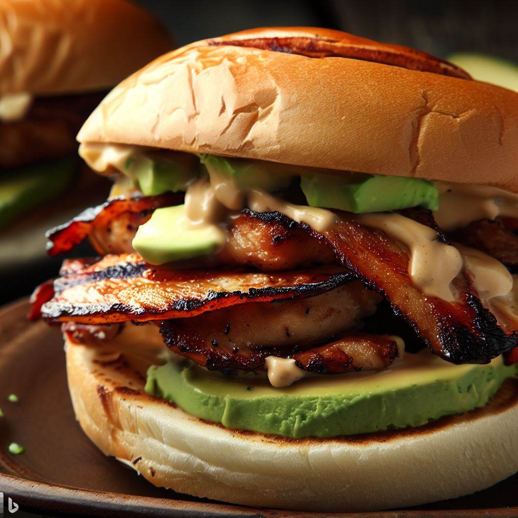Grilled Chicken and Bacon with Avocado Mayo Sandwich