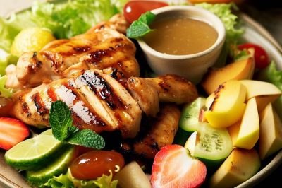 Grilled Chicken and Fruit Salad with Honey Lime Dressing