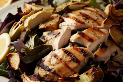 Grilled Chicken and Roasted Artichoke Salad with Lemon Vinaigrette