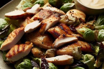 Grilled Chicken and Roasted Brussels Sprouts Salad with Dijon Vinaigrette