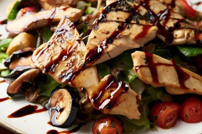 Grilled Chicken and Roasted Eggplant Salad with Balsamic Vinaigrette