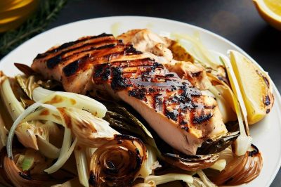 Grilled Chicken and Roasted Fennel Salad with Lemon Vinaigrette